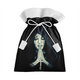 Подарочный 3D мешок с принтом Монашка с крестом в Петрозаводске, 100% полиэстер | Размер: 29*39 см | Тематика изображения на принте: анархия | крест | крест и монашка | крест череп | крестик | манархия | манашка | молитва | молится | монашка | монашка и крест | монашка с крестиком | монашка с крестом | монашки | с крестом | череп