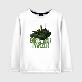 Детский лонгслив хлопок с принтом Girls und Panzer св Глориана в Петрозаводске, 100% хлопок | круглый вырез горловины, полуприлегающий силуэт, длина до линии бедер | Тематика изображения на принте: darjeeling | girls und panzer | girls und panzer правда | дарджилинг | девочки и танки | девушки и танки | катюша | нисидзуми михо | правда | танки