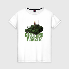 Женская футболка хлопок с принтом Girls und Panzer св Глориана в Петрозаводске, 100% хлопок | прямой крой, круглый вырез горловины, длина до линии бедер, слегка спущенное плечо | Тематика изображения на принте: darjeeling | girls und panzer | girls und panzer правда | дарджилинг | девочки и танки | девушки и танки | катюша | нисидзуми михо | правда | танки