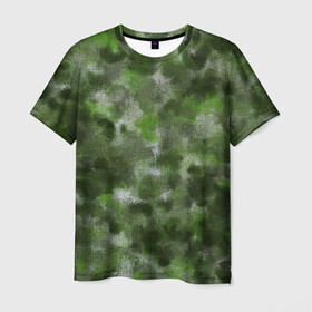 Мужская футболка 3D с принтом Canvas Green Camo в Петрозаводске, 100% полиэфир | прямой крой, круглый вырез горловины, длина до линии бедер | abstraction | camouflage | canvas | green | камуфляж