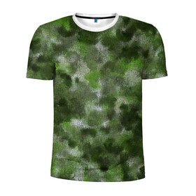 Мужская футболка 3D спортивная с принтом Canvas Green Camo в Петрозаводске, 100% полиэстер с улучшенными характеристиками | приталенный силуэт, круглая горловина, широкие плечи, сужается к линии бедра | Тематика изображения на принте: abstraction | camouflage | canvas | green | камуфляж