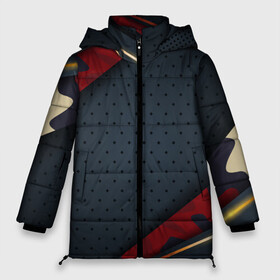 Женская зимняя куртка Oversize с принтом 3D Dark red & black в Петрозаводске, верх — 100% полиэстер; подкладка — 100% полиэстер; утеплитель — 100% полиэстер | длина ниже бедра, силуэт Оверсайз. Есть воротник-стойка, отстегивающийся капюшон и ветрозащитная планка. 

Боковые карманы с листочкой на кнопках и внутренний карман на молнии | 3d | 3д | sport | абстракция | линии | паттерн | соты | спортивный стиль | текстуры