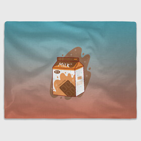Плед 3D с принтом Шоколадное молоко в коробке в Петрозаводске, 100% полиэстер | закругленные углы, все края обработаны. Ткань не мнется и не растягивается | еда | коробка | молоко | молочко | персик | персиковое молоко