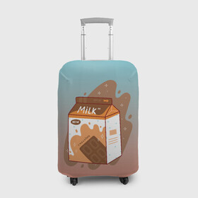 Чехол для чемодана 3D с принтом Шоколадное молоко в коробке в Петрозаводске, 86% полиэфир, 14% спандекс | двустороннее нанесение принта, прорези для ручек и колес | еда | коробка | молоко | молочко | персик | персиковое молоко