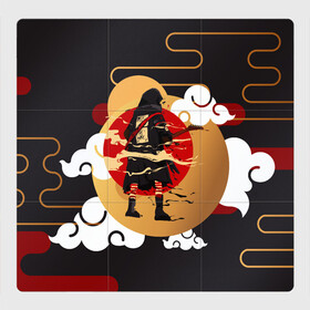 Магнитный плакат 3Х3 с принтом Ниндзя. Япония в Петрозаводске, Полимерный материал с магнитным слоем | 9 деталей размером 9*9 см | Тематика изображения на принте: аниме | ниндзя | облака | япония | японские мотивы. символы