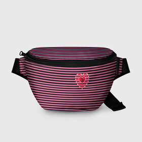 Поясная сумка 3D с принтом Розовое лето в Петрозаводске, 100% полиэстер | плотная ткань, ремень с регулируемой длиной, внутри несколько карманов для мелочей, основное отделение и карман с обратной стороны сумки застегиваются на молнию | для девушек | лето | полосы | популярные иллюстрации | розовый цвет | сердечки | тельняшка | якорь