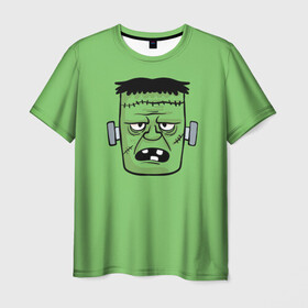 Мужская футболка 3D с принтом Зеленый Франкенштейн в Петрозаводске, 100% полиэфир | прямой крой, круглый вырез горловины, длина до линии бедер | Тематика изображения на принте: зеленый | монстр | фильмы | франкенштейн | чудовище | шрек