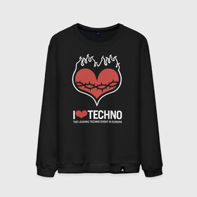 Мужской свитшот хлопок с принтом I love techno в Петрозаводске, 100% хлопок |  | i love techno | love | techno | техно | я люблю техно