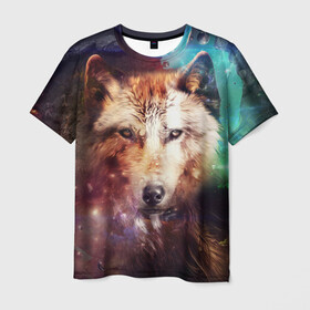 Мужская футболка 3D с принтом Красивый волк в Петрозаводске, 100% полиэфир | прямой крой, круглый вырез горловины, длина до линии бедер | wolf | ауф | волк | животные | зверобой | зверь | красивый