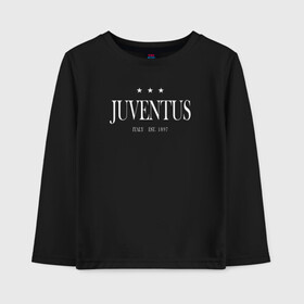 Детский лонгслив хлопок с принтом Juventus | Tee est.1897 (2021/ в Петрозаводске, 100% хлопок | круглый вырез горловины, полуприлегающий силуэт, длина до линии бедер | Тематика изображения на принте: 0x000000123 | juve | juventus | ronaldo | криштьяно | роналдо | юве | ювентус