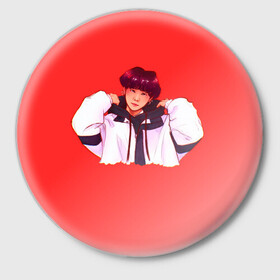 Значок с принтом Suga Red в Петрозаводске,  металл | круглая форма, металлическая застежка в виде булавки | bts | pop | битиэс | бтс | ви | джей хоуп | джонгук | корейцы | музыка | поп | попса | рм | чимин | чин сюги