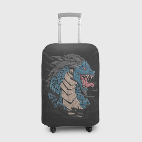 Чехол для чемодана 3D с принтом Дракон в Петрозаводске, 86% полиэфир, 14% спандекс | двустороннее нанесение принта, прорези для ручек и колес | dragon | дракон | драконами | драконом | дракоша | иероглиф | мифология | на черном