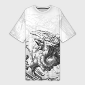 Платье-футболка 3D с принтом Грифон в Петрозаводске,  |  | monster | грифон | древний | животные | зверь | крылья | мифическое существо | монстр | птица | хищник