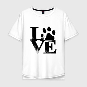 Мужская футболка хлопок Oversize с принтом Люблю своего питомца LOVE в Петрозаводске, 100% хлопок | свободный крой, круглый ворот, “спинка” длиннее передней части | love | любовь | пес | питомец | собака