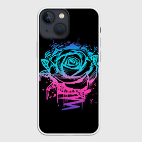 Чехол для iPhone 13 mini с принтом Неоновая Роза | Neon Rose в Петрозаводске,  |  | flower | flowers | green | nature | neon | pattern | red | rose | roses | spring | summer | весна | зеленый | краски | красная | лето | листва | листья | неон | неоновая | паттерн | природа | роза | розы | узор | фауна | флора | цветок | цветы