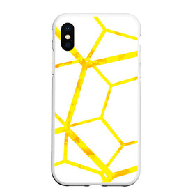 Чехол для iPhone XS Max матовый с принтом Hexagon в Петрозаводске, Силикон | Область печати: задняя сторона чехла, без боковых панелей | hexagon | high tech | lines | sun | yellow | линии | многоугольник | насыщенный желтый | паутина | солнце | хай тек | шестиугольник | яркий