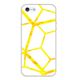 Чехол для iPhone 5/5S матовый с принтом Hexagon в Петрозаводске, Силикон | Область печати: задняя сторона чехла, без боковых панелей | hexagon | high tech | lines | sun | yellow | линии | многоугольник | насыщенный желтый | паутина | солнце | хай тек | шестиугольник | яркий