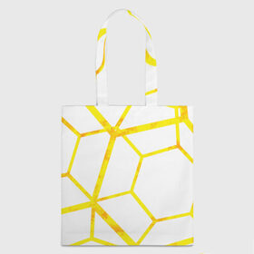 Шоппер 3D с принтом Hexagon в Петрозаводске, 100% полиэстер | Плотность: 200 г/м2; Размер: 34×35 см; Высота лямок: 30 см | hexagon | high tech | lines | sun | yellow | линии | многоугольник | насыщенный желтый | паутина | солнце | хай тек | шестиугольник | яркий