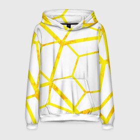 Мужская толстовка 3D с принтом Hexagon в Петрозаводске, 100% полиэстер | двухслойный капюшон со шнурком для регулировки, мягкие манжеты на рукавах и по низу толстовки, спереди карман-кенгуру с мягким внутренним слоем. | hexagon | high tech | lines | sun | yellow | линии | многоугольник | насыщенный желтый | паутина | солнце | хай тек | шестиугольник | яркий