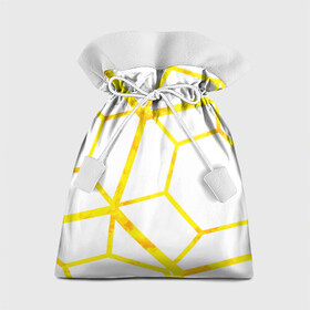 Подарочный 3D мешок с принтом Hexagon в Петрозаводске, 100% полиэстер | Размер: 29*39 см | hexagon | high tech | lines | sun | yellow | линии | многоугольник | насыщенный желтый | паутина | солнце | хай тек | шестиугольник | яркий