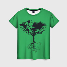 Женская футболка 3D с принтом Древо Мира в Петрозаводске, 100% полиэфир ( синтетическое хлопкоподобное полотно) | прямой крой, круглый вырез горловины, длина до линии бедер | bivrest | branch | continent | earth | green | island | planet | roots | scandinavia | tree | world | биврест | ветвь | ветка | дерево | древо | зеленый | земля | континент | корни | мир | остров | планета | природа | скандинавия