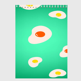 Скетчбук с принтом Яйца на Зеленом Фоне в Петрозаводске, 100% бумага
 | 48 листов, плотность листов — 100 г/м2, плотность картонной обложки — 250 г/м2. Листы скреплены сверху удобной пружинной спиралью | food | в топе | в тренде | еда | завтрак | зеленый | яичница | яйца