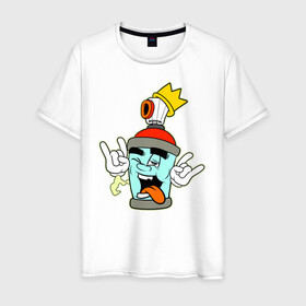Мужская футболка хлопок с принтом Король Граффити в Петрозаводске, 100% хлопок | прямой крой, круглый вырез горловины, длина до линии бедер, слегка спущенное плечо. | graffity | king | slow | граффити | краски | творчество