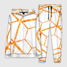 Женский костюм 3D с принтом Hexagon в Петрозаводске,  |  | hexagon | high tech | lines | orange | линии | многоугольник | огонь | оранжевый | паутина | пламя | хай тек | шестиугольник | яркий