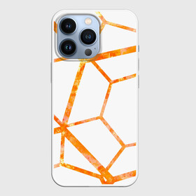 Чехол для iPhone 13 Pro с принтом Hexagon в Петрозаводске,  |  | hexagon | high tech | lines | orange | линии | многоугольник | огонь | оранжевый | паутина | пламя | хай тек | шестиугольник | яркий