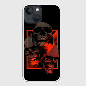 Чехол для iPhone 13 mini с принтом Skulls | Черепа в Петрозаводске,  |  | bones | dark | darkness | dead | death | head | human | red | skull | skulls | голова | кости | красный | мертвец | мертвый | темнота | темный | тьма | человек | череп | черепа