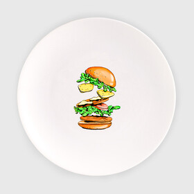 Тарелка с принтом King Burger в Петрозаводске, фарфор | диаметр - 210 мм
диаметр для нанесения принта - 120 мм | burger | burger king | king | бургер | гамбургер