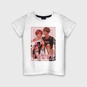 Детская футболка хлопок с принтом BTS Vogue в Петрозаводске, 100% хлопок | круглый вырез горловины, полуприлегающий силуэт, длина до линии бедер | bts | pop | битиэс | бтс | ви | джей хоуп | джонгук | корейцы | музыка | поп | попса | рм | чимин | чин сюги
