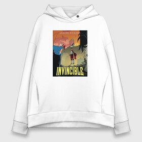 Женское худи Oversize хлопок с принтом Invincible/ Неуязвимый в Петрозаводске, френч-терри — 70% хлопок, 30% полиэстер. Мягкий теплый начес внутри —100% хлопок | боковые карманы, эластичные манжеты и нижняя кромка, капюшон на магнитной кнопке | invincible | дебби грейсон | марк грейсон | неуязвимый | омнимэн