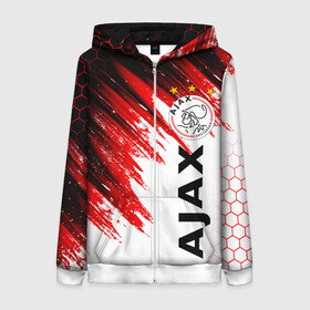 Женская толстовка 3D на молнии с принтом FC AJAX AMSTERDAM / ФК АЯКС в Петрозаводске, 100% полиэстер | длина до линии бедра, манжеты и пояс оформлены мягкой тканевой резинкой, двухслойный капюшон со шнурком для регулировки, спереди молния, по бокам два кармана | ajax amsterdam | fifa | football | football club. | sport | uefa | английская премьер лига | аякс амстердам | лига финал | матч | спорт | уефа | финал | фифа | футбол | футбольный клуб