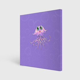 Холст квадратный с принтом Осьминог милый в Петрозаводске, 100% ПВХ |  | cute | octopus | милый | осьминог | осьминожка | тентакли