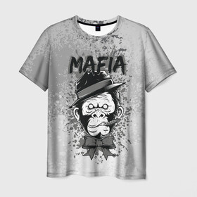 Мужская футболка 3D с принтом Mafia в Петрозаводске, 100% полиэфир | прямой крой, круглый вырез горловины, длина до линии бедер | art | арт | графика | животные | звери | мафиози | мафия | обезьяна