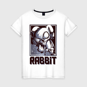 Женская футболка хлопок с принтом Rabbit в Петрозаводске, 100% хлопок | прямой крой, круглый вырез горловины, длина до линии бедер, слегка спущенное плечо | арт | графика | животные | заяц | звери | кролик