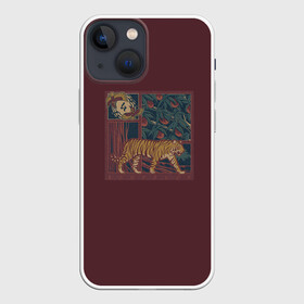 Чехол для iPhone 13 mini с принтом КартиНа с Тигром в Петрозаводске,  |  | бардовый | картина | коты | кошки | красивый рисунок | тигр