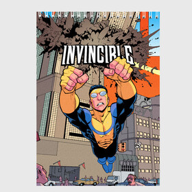 Скетчбук с принтом Неуязвимый (Invincible) в Петрозаводске, 100% бумага
 | 48 листов, плотность листов — 100 г/м2, плотность картонной обложки — 250 г/м2. Листы скреплены сверху удобной пружинной спиралью | Тематика изображения на принте: damien darkblood | invincible | дэмиен даркблад | мультсериал | непобедимый | неуязвимый