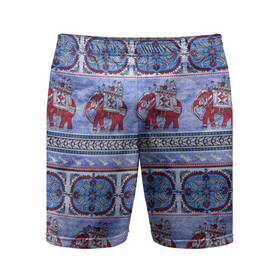 Мужские шорты спортивные с принтом Индийский Орнамент в Петрозаводске,  |  | indian | ornament | индия | орнамент | слоны