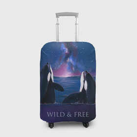 Чехол для чемодана 3D с принтом косатка в Петрозаводске, 86% полиэфир, 14% спандекс | двустороннее нанесение принта, прорези для ручек и колес | Тематика изображения на принте: ocean | orca | sea | sea animal | дельфин | касатка | кит | море | океан | рисунок кита