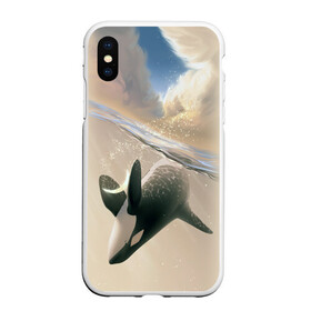 Чехол для iPhone XS Max матовый с принтом косатка в Петрозаводске, Силикон | Область печати: задняя сторона чехла, без боковых панелей | Тематика изображения на принте: ocean | orca | sea | sea animal | whale | дельфин | касатка | кит | море | океан | рисунок кита