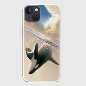 Чехол для iPhone 13 с принтом косатка в Петрозаводске,  |  | ocean | orca | sea | sea animal | whale | дельфин | касатка | кит | море | океан | рисунок кита
