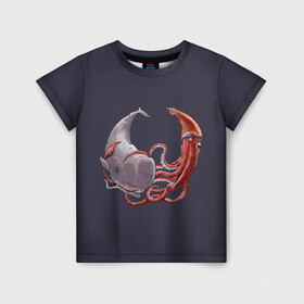 Детская футболка 3D с принтом Naval Confrontation в Петрозаводске, 100% гипоаллергенный полиэфир | прямой крой, круглый вырез горловины, длина до линии бедер, чуть спущенное плечо, ткань немного тянется | animal | battle | bottom | confrontation | depth | fin | kraken | mammal | ocean | octopus | sea | tentacles | water | whale | бой | вода | глубина | дно | животное | кит | кракен | млекопитающее | море | океан | осьминог | плавник | противостояние | щупа