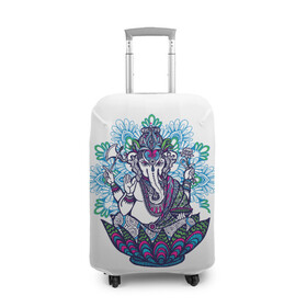 Чехол для чемодана 3D с принтом Будда слон в Петрозаводске, 86% полиэфир, 14% спандекс | двустороннее нанесение принта, прорези для ручек и колес | будда | будды | буды | медитация | мир | радужные | руки | слон | слон будды | слоны | спокойствие | топор | туристам | хипи | хобот | хоппи | цветы
