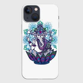 Чехол для iPhone 13 mini с принтом Будда слон в Петрозаводске,  |  | Тематика изображения на принте: будда | будды | буды | медитация | мир | радужные | руки | слон | слон будды | слоны | спокойствие | топор | туристам | хипи | хобот | хоппи | цветы