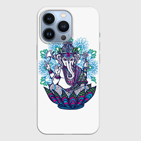 Чехол для iPhone 13 Pro с принтом Будда слон в Петрозаводске,  |  | Тематика изображения на принте: будда | будды | буды | медитация | мир | радужные | руки | слон | слон будды | слоны | спокойствие | топор | туристам | хипи | хобот | хоппи | цветы