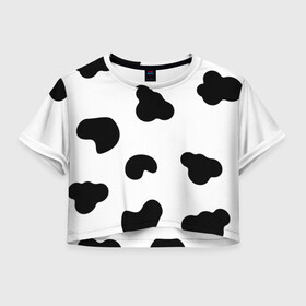 Женская футболка Crop-top 3D с принтом Cow print в Петрозаводске, 100% полиэстер | круглая горловина, длина футболки до линии талии, рукава с отворотами | cow | summertime | корова | лето | минимализм