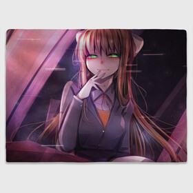 Плед 3D с принтом Monika Doki Doki в Петрозаводске, 100% полиэстер | закругленные углы, все края обработаны. Ткань не мнется и не растягивается | Тематика изображения на принте: club | doki doki | literature | monika | novel | доки доки | клуб | литературный | моника | роман