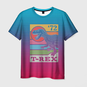 Мужская футболка 3D с принтом T-rex Dino 72 в Петрозаводске, 100% полиэфир | прямой крой, круглый вырез горловины, длина до линии бедер | dino | rex | roar | t rex | дино | динозавр | динозавры